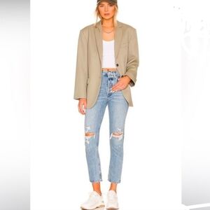 AGOLDE RILEY HIGH RISE CROPPED DISTRESSED LIGHT WASH JEANS WOMENS SZ 25